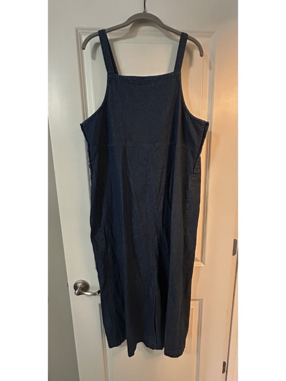 Vintage Christmas Dress Size Petite Medium Jean Denim Embroidered Midi Tacky Fun - Picture 10 of 13